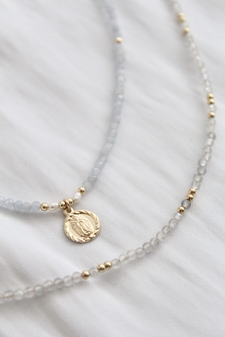 Korálkový náhrdelník Angelit virgin (gold filled) - Image 2