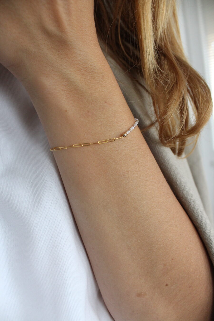 Náramek Achát Polo (gold filled)